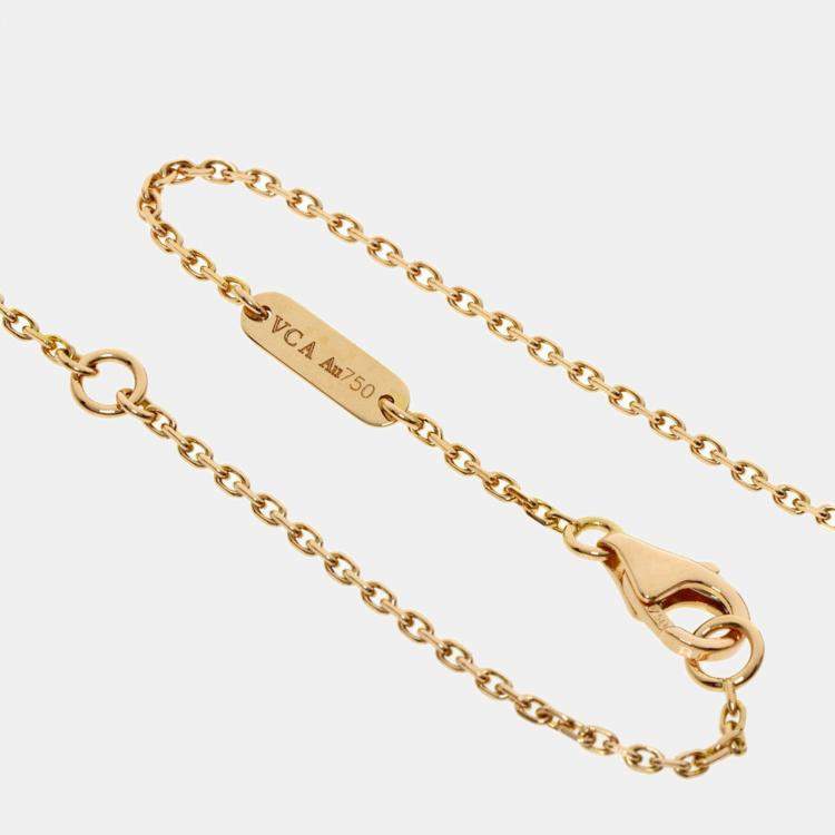 Pre Owned Van Cleef & Arpels Vintage Alhambra Limited Edition 18K Rose Gold and Diamond Mother of Pearl Necklace