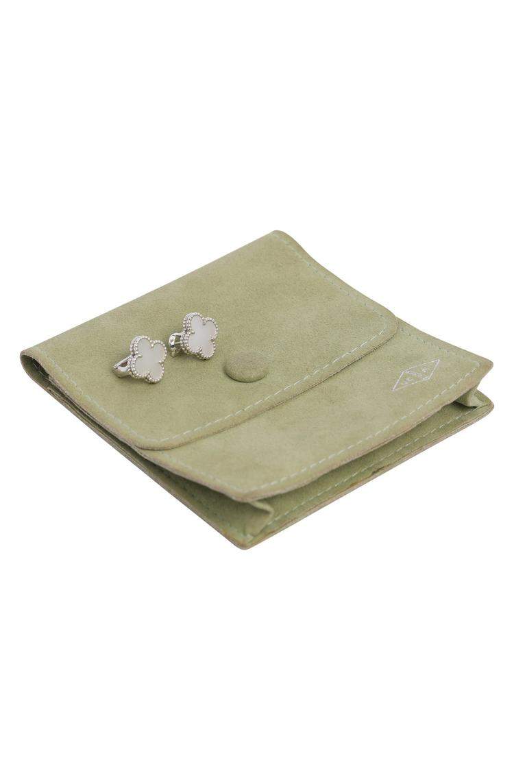 Pre Owned Van Cleef & Arpels Vintage Alhambra 18K White Gold Mother of Pearl Earrings