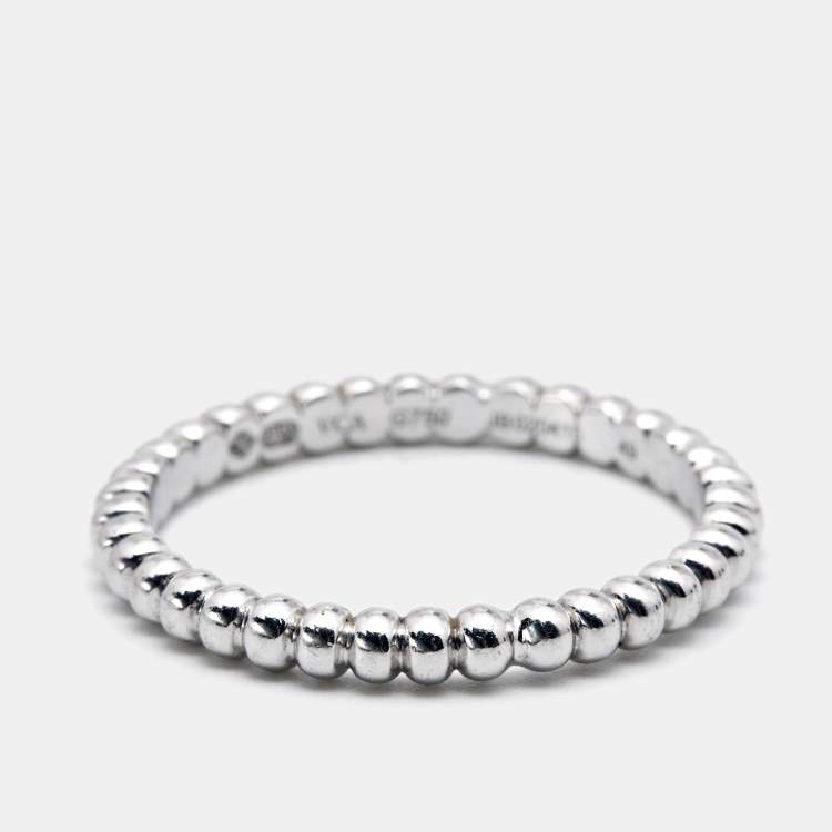 Pre Owned Van Cleef & Arpels Perlée Pearls 18k White Gold Small Model Ring Size 49