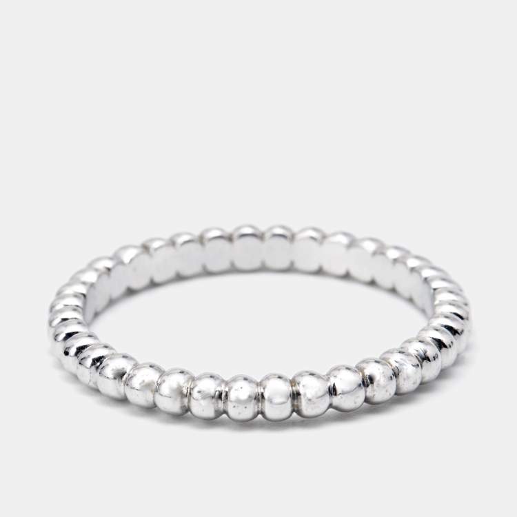 Pre Owned Van Cleef & Arpels Perlée Pearls 18k White Gold Small Model Ring Size 49