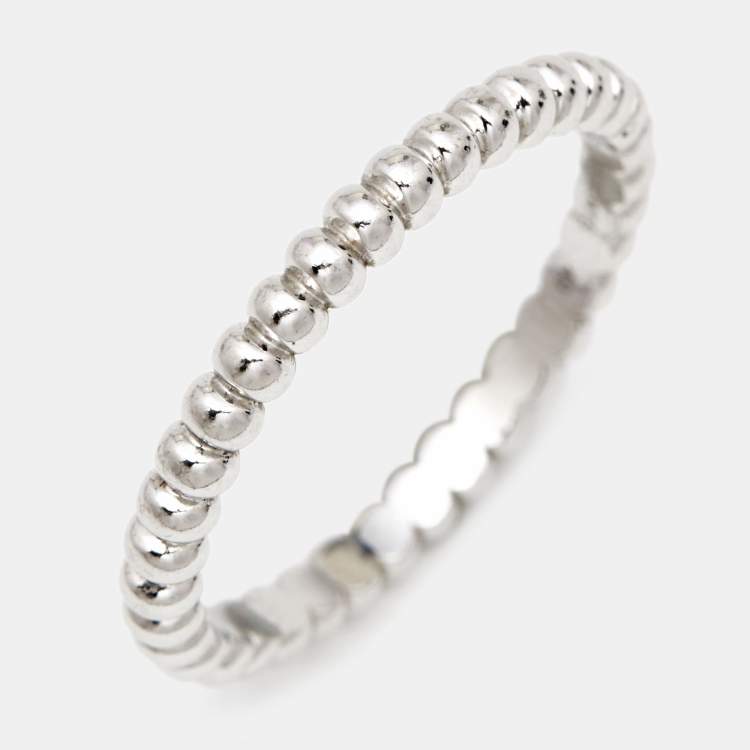 Pre Owned Van Cleef & Arpels Perlée Pearls 18k White Gold Small Model Ring Size 49