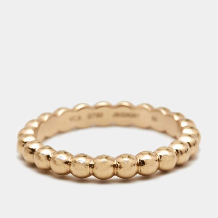 Pre Owned Van Cleef & Arpels Perlée Pearls 18k Rose Gold Medium Model Ring Size 50