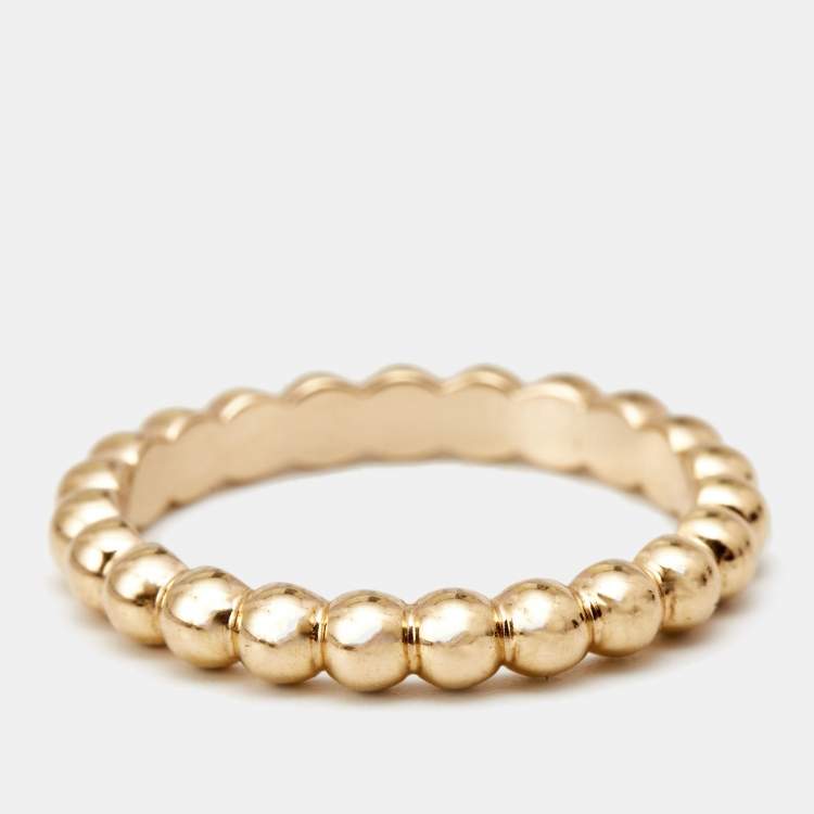 Pre Owned Van Cleef & Arpels Perlée Pearls 18k Rose Gold Medium Model Ring Size 50