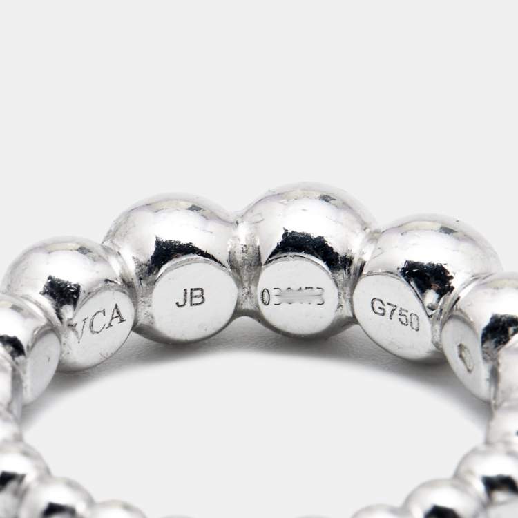 Pre Owned Van Cleef & Arpels Perlée Couleurs Variation 18K White Gold Ring Size 50