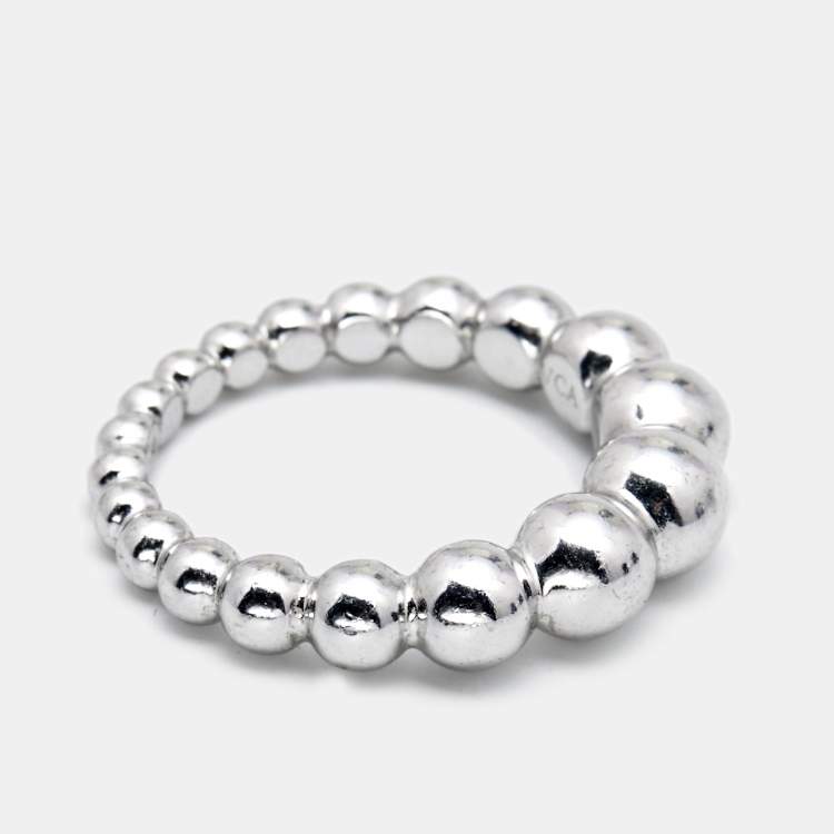 Pre Owned Van Cleef & Arpels Perlée Couleurs Variation 18K White Gold Ring Size 50