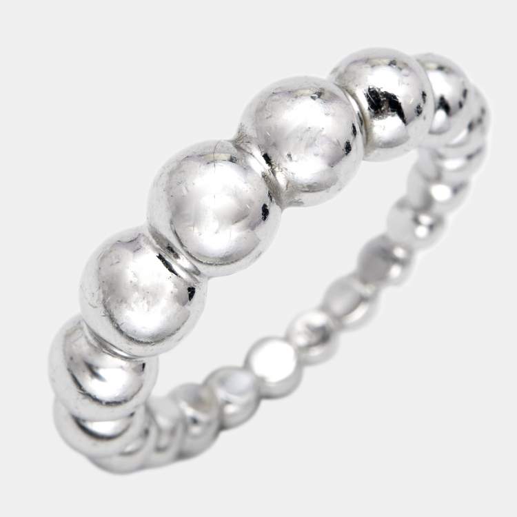 Pre Owned Van Cleef & Arpels Perlée Couleurs Variation 18K White Gold Ring Size 50