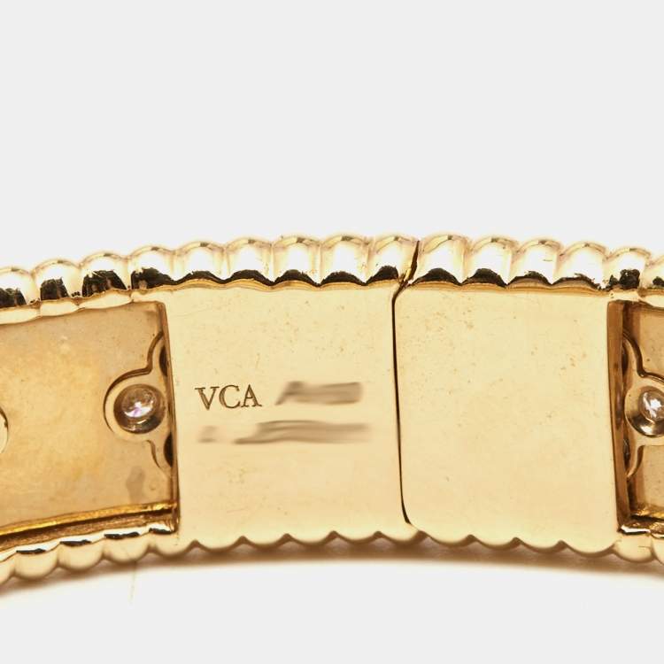 Pre Owned Van Cleef & Arpels Perlée Clover Diamonds 18k Yellow Gold Bracelet L