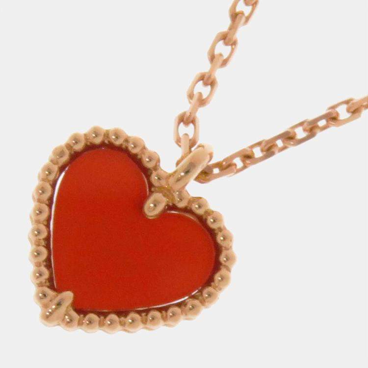 Pre Owned Van Cleef & Arpels Sweet Alhambra 18K Rose Gold Carnelian Necklace