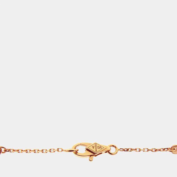 Pre Owned Van Cleef & Arpels Sweet Alhambra 18K Rose Gold Carnelian Necklace