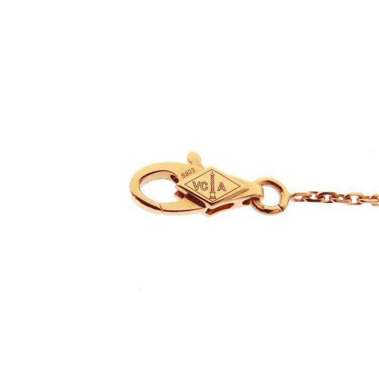 Pre Owned Van Cleef & Arpels Sweet Alhambra 18K Rose Gold Carnelian Necklace