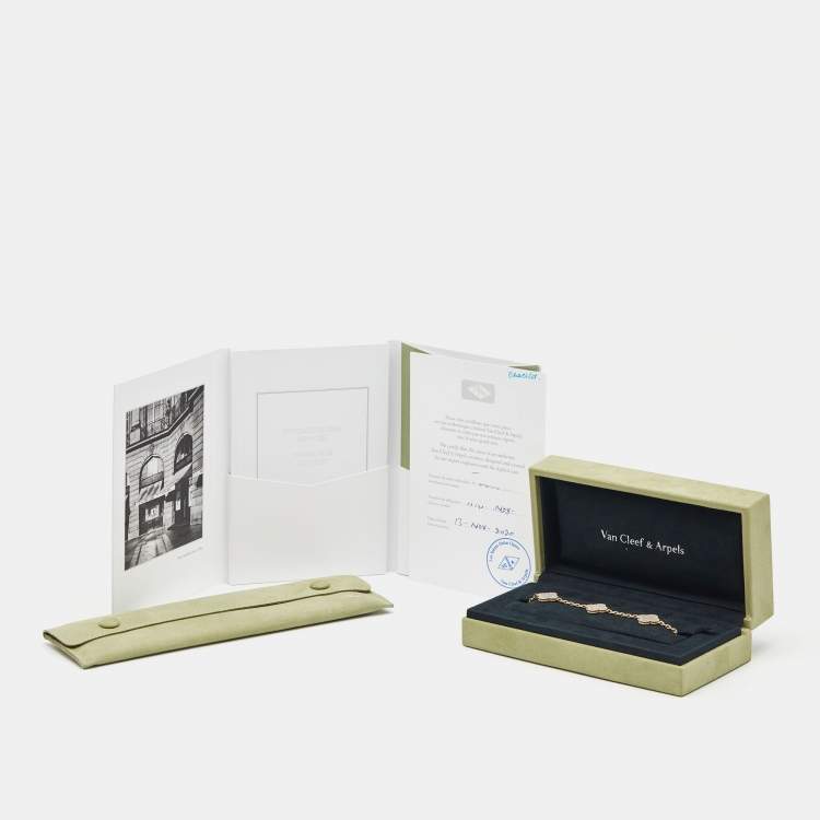 Pre Owned Van Cleef & Arpels Vintage Alhambra Mother of Pearl 18k Yellow Gold Station Bracelet