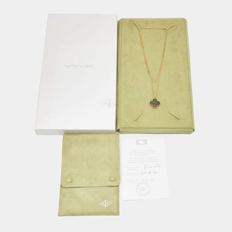 Pre Owned Van Cleef & Arpels Magic Alhambra Grey Mother of Pearl 18k Yellow Gold Long Pendant Necklace
