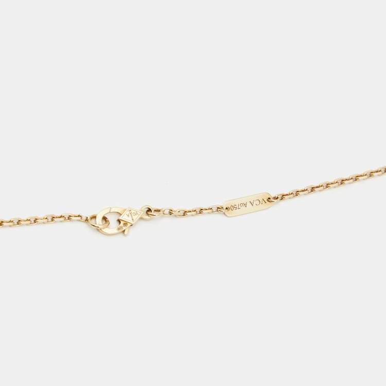 Pre Owned Van Cleef & Arpels Magic Alhambra Grey Mother of Pearl 18k Yellow Gold Long Pendant Necklace