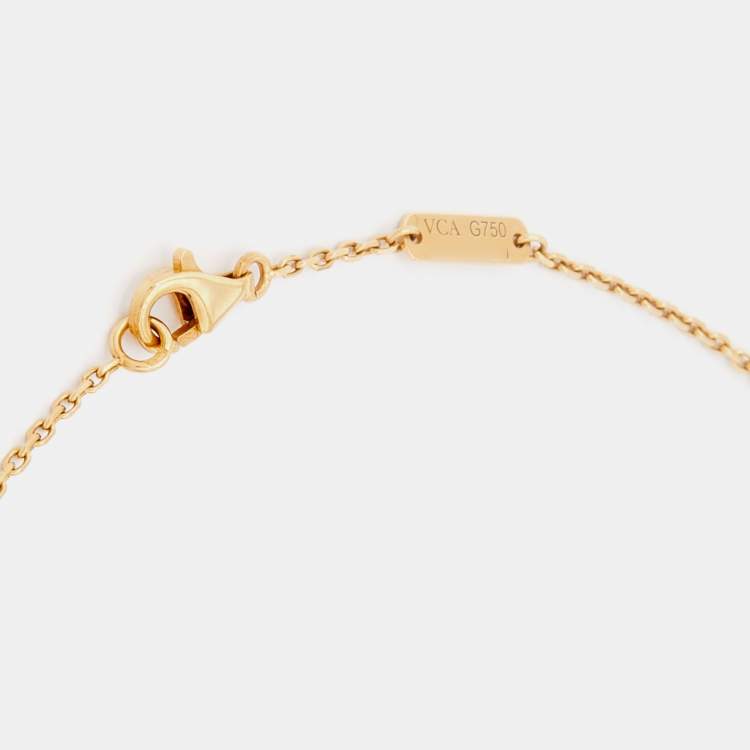 Pre Owned Van Cleef & Arpels Vintage Alhambra Onyx 18k Yellow Gold Pendant Necklace