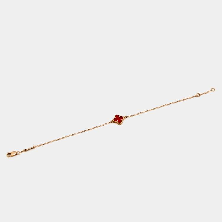 Pre Owned Van Cleef & Arpels Sweet Alhambra Carnelian 18k Rose Gold Bracelet