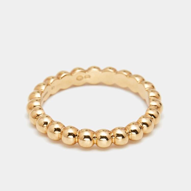 Pre Owned Van Cleef & Arpels Medium Perlée Pearls 18K Yellow Gold Ring Size 51