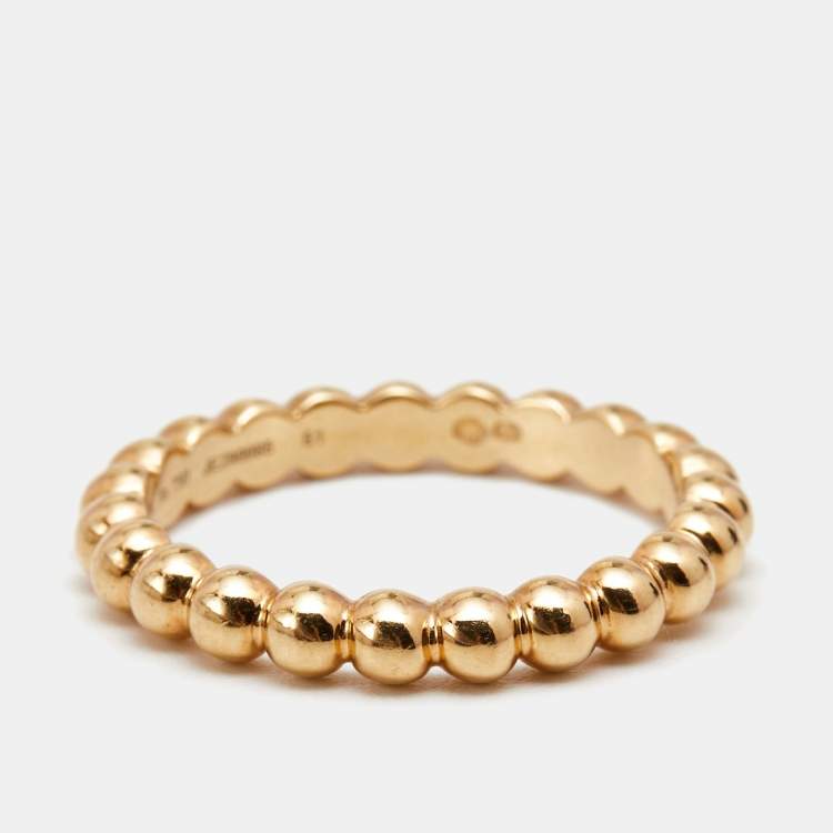 Pre Owned Van Cleef & Arpels Medium Perlée Pearls 18k Yellow Gold Ring Size 51