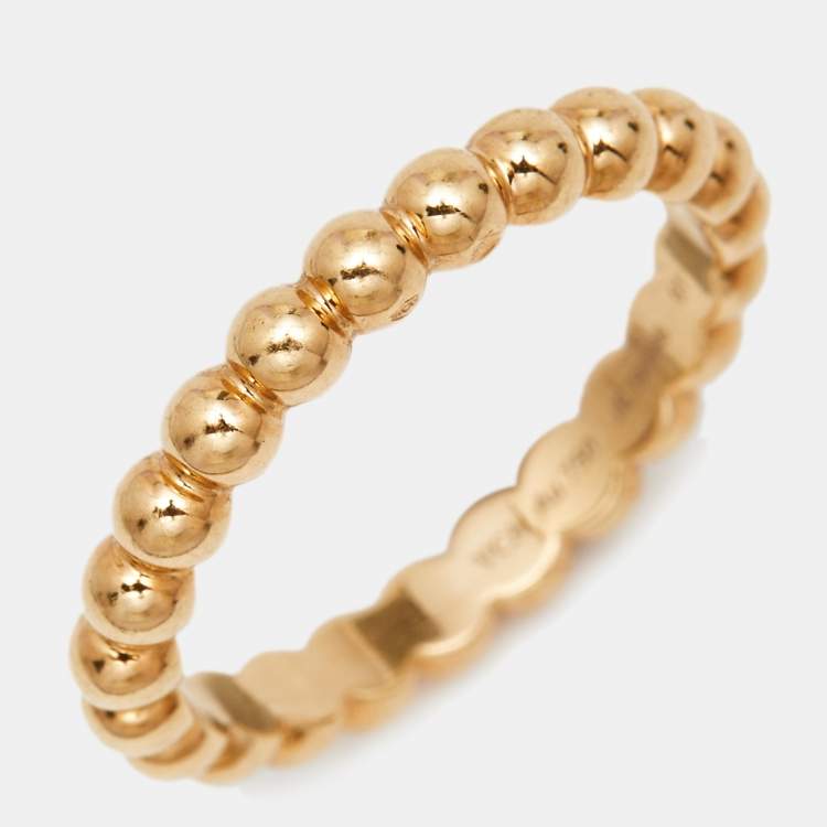 Pre Owned Van Cleef & Arpels Medium Perlée Pearls 18k Yellow Gold Ring Size 51