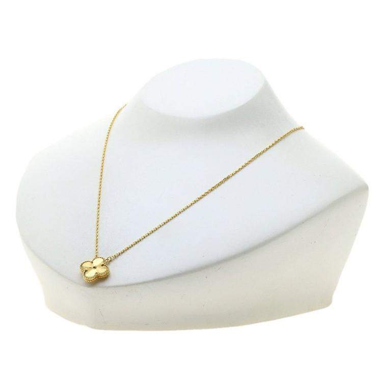 Pre Owned Van Cleef & Arpels Guilloché Long  Magic Alhambra 18K Yellow Gold Necklace