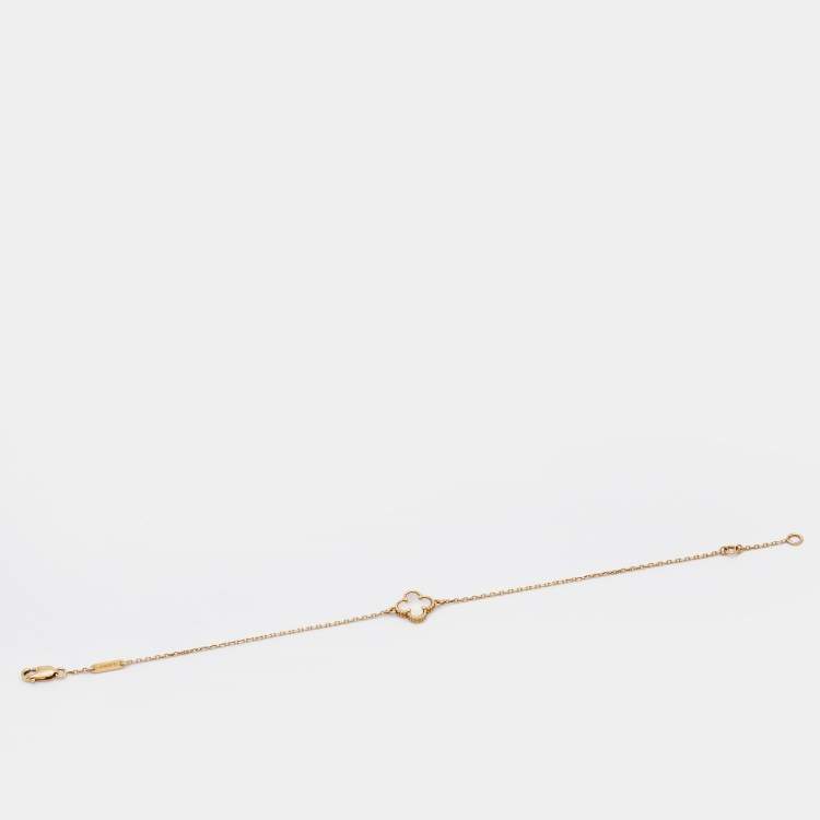Pre Owned Van Cleef & Arpels Sweet Alhambra Mother of Pearl 18k Yellow Gold Bracelet