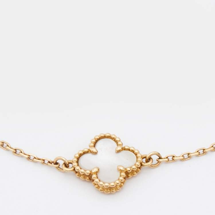 Pre Owned Van Cleef & Arpels Sweet Alhambra Mother of Pearl 18k Yellow Gold Bracelet