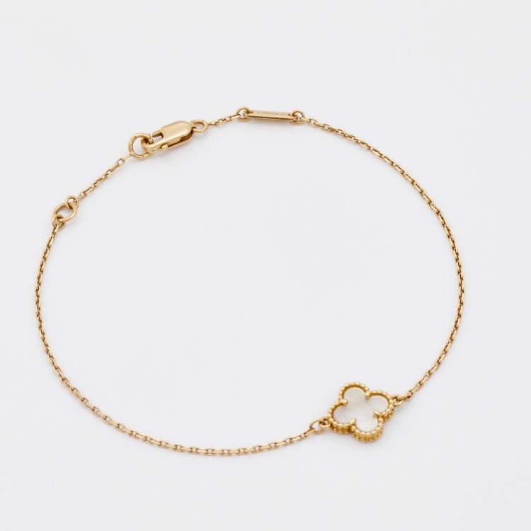 Pre Owned Van Cleef & Arpels Sweet Alhambra Mother of Pearl 18k Yellow Gold Bracelet