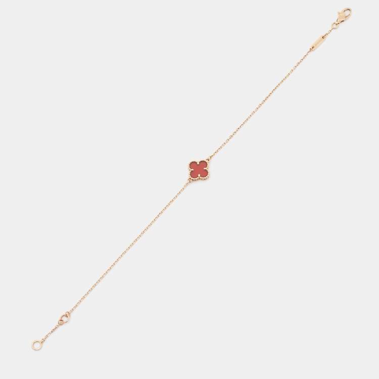 Pre Owned Van Cleef & Arpels Sweet Alhambra Carnelian 18K Rose Gold Bracelet
