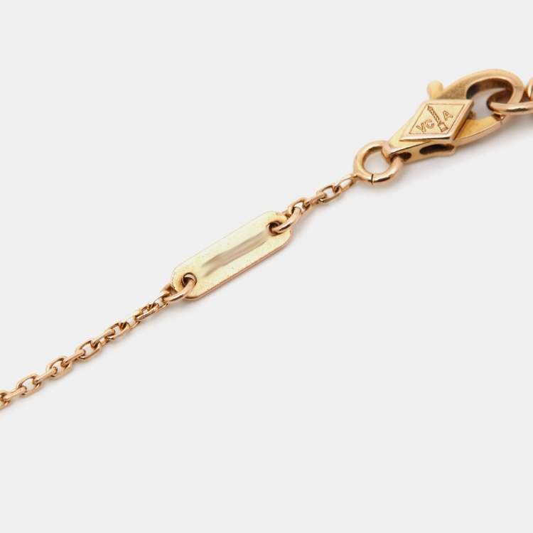 Pre Owned Van Cleef & Arpels Sweet Alhambra Carnelian 18K Rose Gold Bracelet