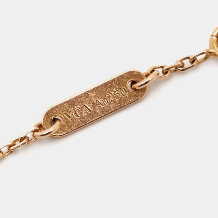 Pre Owned Van Cleef & Arpels Sweet Alhambra Carnelian 18K Rose Gold Bracelet