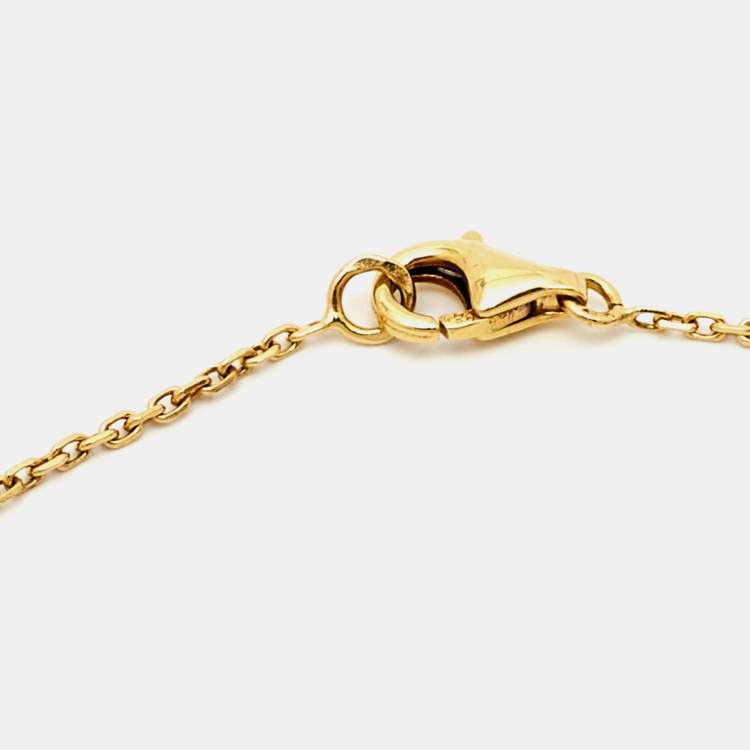 Pre Owned Van Cleef & Arpels Vintage Alhambra Mother of Pearl 18k Yellow Gold Necklace