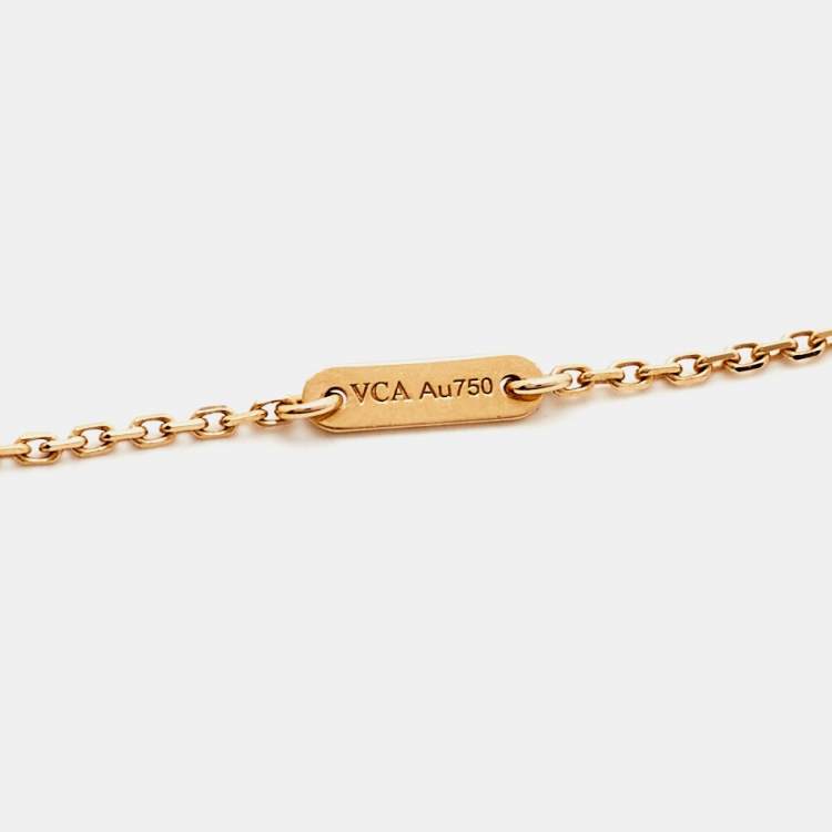 Pre Owned Van Cleef & Arpels Sweet Alhambra Carnelian 18k Rose Gold Pendant Necklace