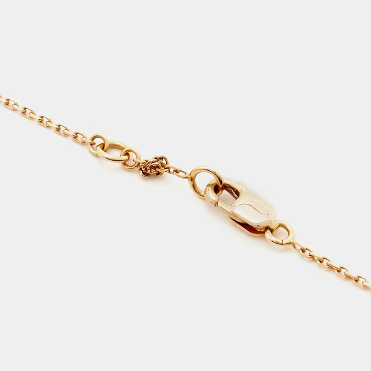 Pre Owned Van Cleef & Arpels Sweet Alhambra Carnelian 18k Rose Gold Pendant Necklace