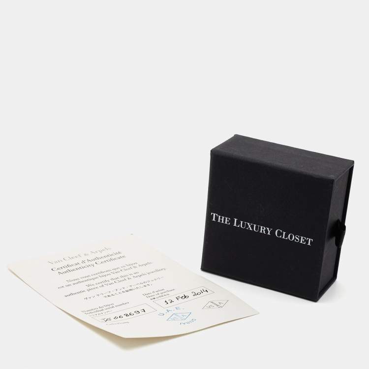 Pre Owned Van Cleef & Arpels Vintage Alhambra Diamond Mother of Pearl 18K Yellow Gold Ring Size 51