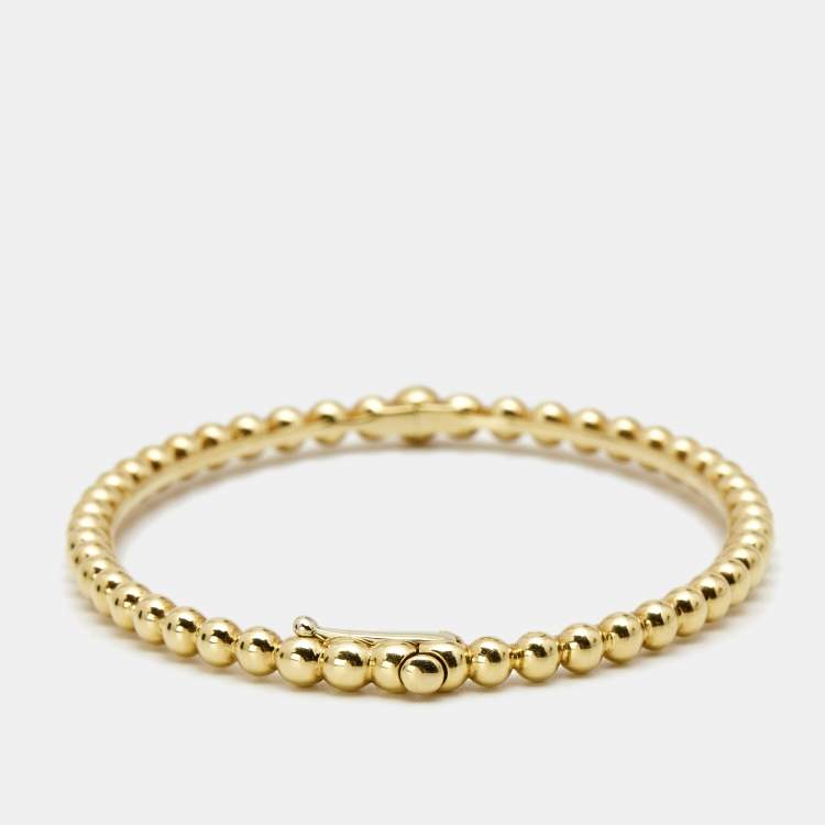 Pre Owned Van Cleef & Arpels Perlée  18k Yellow Gold Bangle Bracelet S