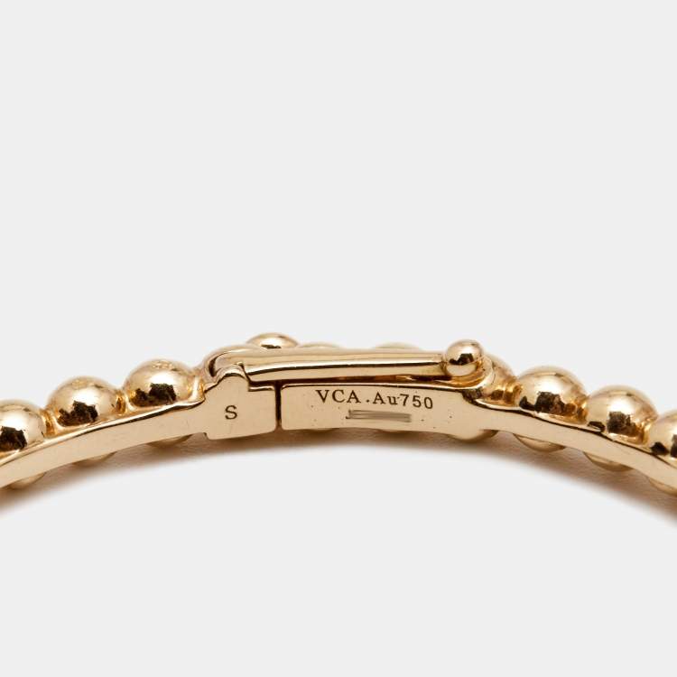 Pre Owned Van Cleef & Arpels Perlée 18k Rose Gold Bangle Bracelet S