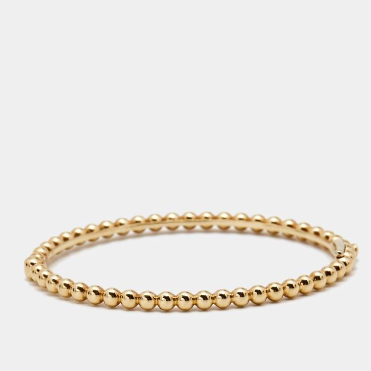 Pre Owned Van Cleef & Arpels Perlée 18k Rose Gold Bangle Bracelet S