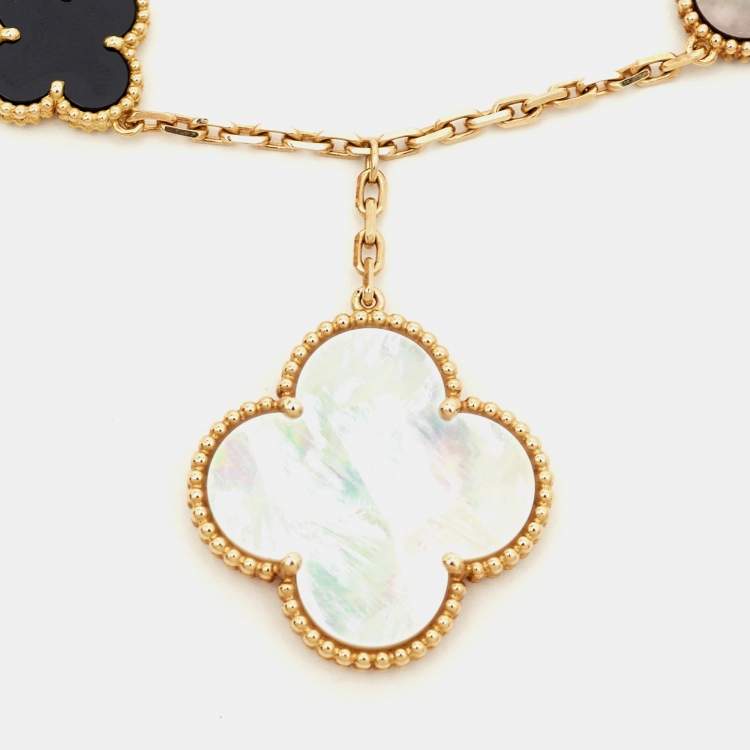 Pre Owned Van Cleef & Arpels Magic Alhambra Mother of Pearl Onyx 18k Yellow Gold Bracelet