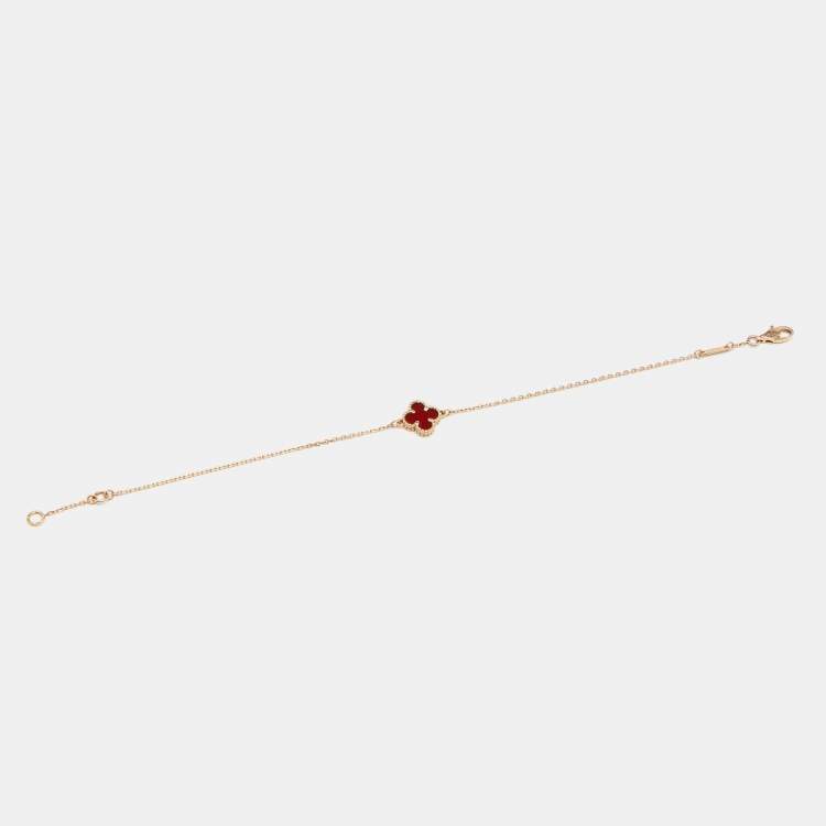 Pre Owned Van Cleef & Arpels Sweet Alhambra Carnelian 18k Rose Gold Bracelet
