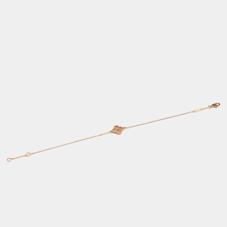 Pre Owned Van Cleef & Arpels Sweet Alhambra Textured 18k Rose Gold Bracelet