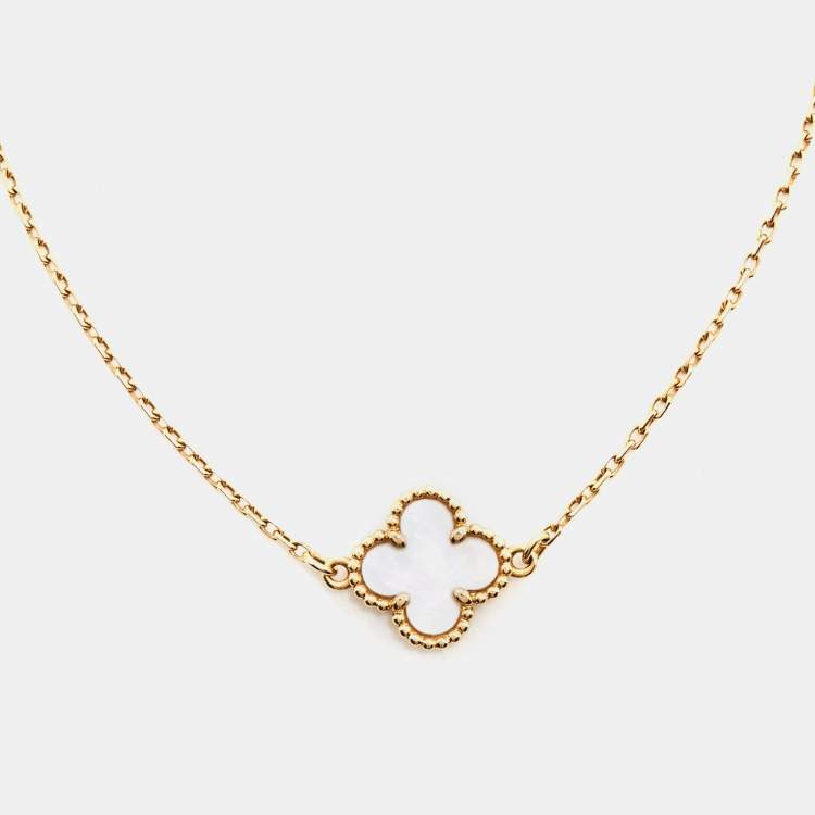 Pre Owned Van Cleef & Arpels Sweet Alhambra Mother of Pearl 18k Yellow Gold Bracelet