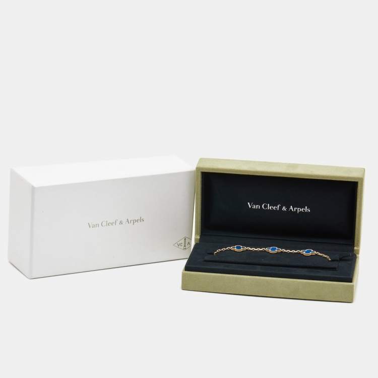 Pre Owned Van Cleef & Arpels Vintage Alhambra  Agate 18k Yellow Gold Bracelet