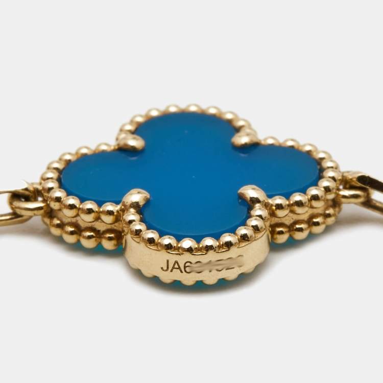 Pre Owned Van Cleef & Arpels Vintage Alhambra  Agate 18k Yellow Gold Bracelet