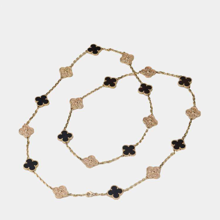 Authentic VAN CLEEF & ARPELS Alhambra black 18k Yellow Gold Pendant Necklace  | #1885762138