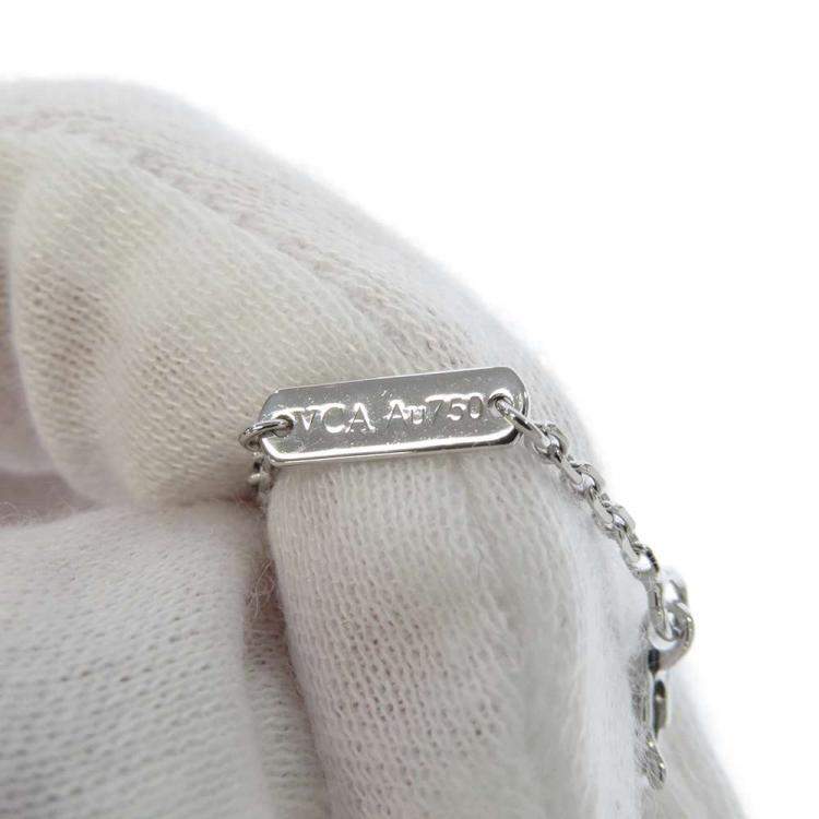 Pre Owned Van Cleef & Arpels 18K Vintage Alhambra 18K White Gold Diamond Necklace