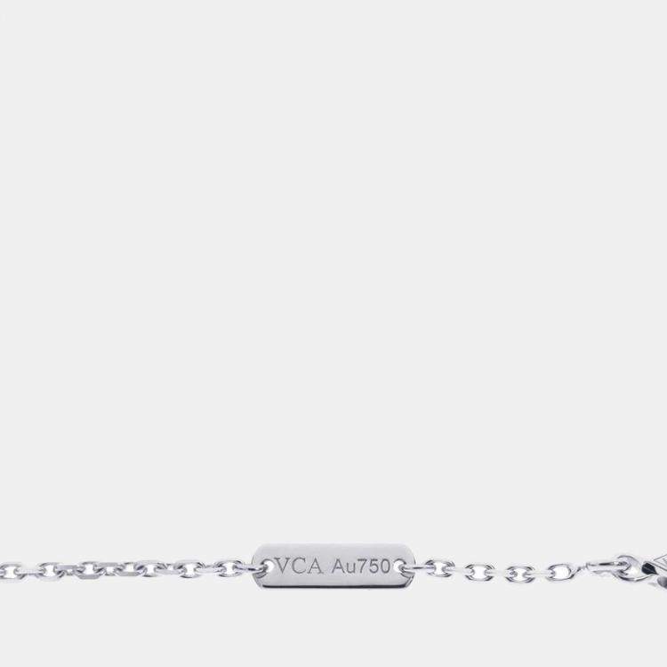 Pre Owned Van Cleef & Arpels 18K Vintage Alhambra 18K White Gold Diamond Necklace
