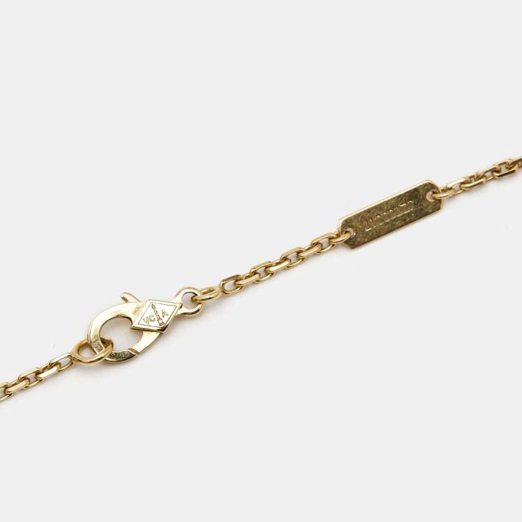 Pre Owned Van Cleef & Arpels Magic Alhambra Malachite 18k Yellow Gold Pendant Necklace