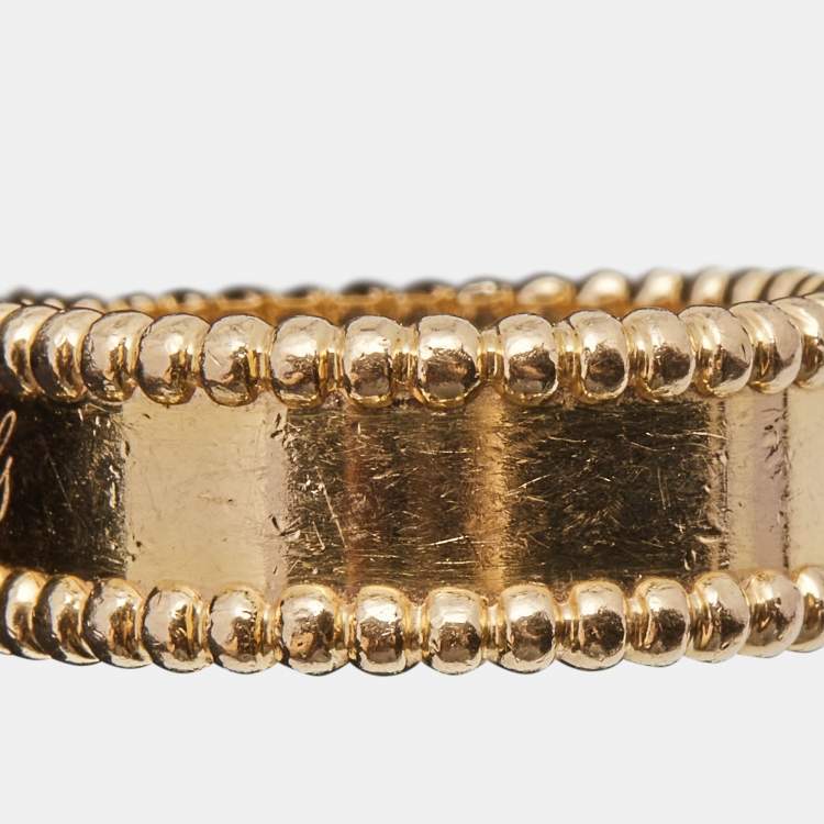 Pre Owned Van Cleef & Arpels Perlée Signature 18k Rose Gold Ring Size 56