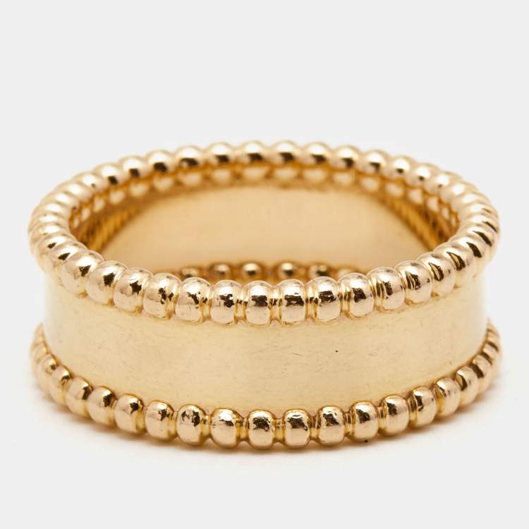 Pre Owned Van Cleef & Arpels Perlée Signature 18k Rose Gold Ring Size 56