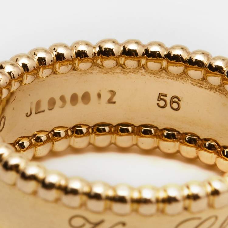 Pre Owned Van Cleef & Arpels Perlée Signature 18k Rose Gold Ring Size 56
