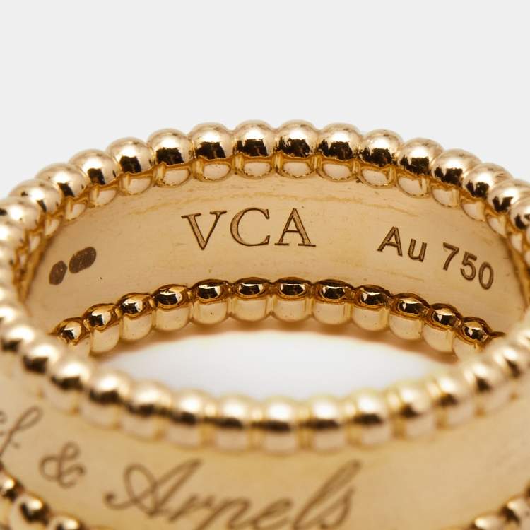Pre Owned Van Cleef & Arpels Perlée Signature 18k Rose Gold Ring Size 56